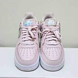 Nike Air Force 1 Low Pink Iridescent Swoosh Women's Size 10 Sneakers